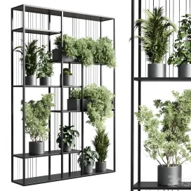 Standing metal shelf with plants